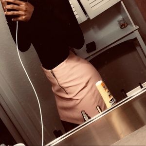 Pink leather skirt